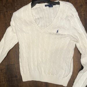 Ralph Lauren V-Neck Sweater in White